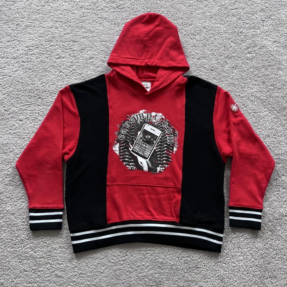 Cav Empt Red Black Pullover Hoodie Mens XL Graphic Made In Japan